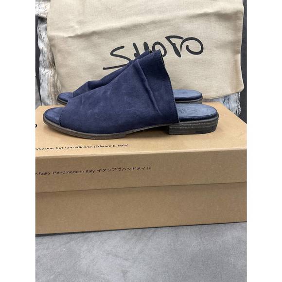 NEW SHOTO suede navy slides in navy - Picture 5 of 5